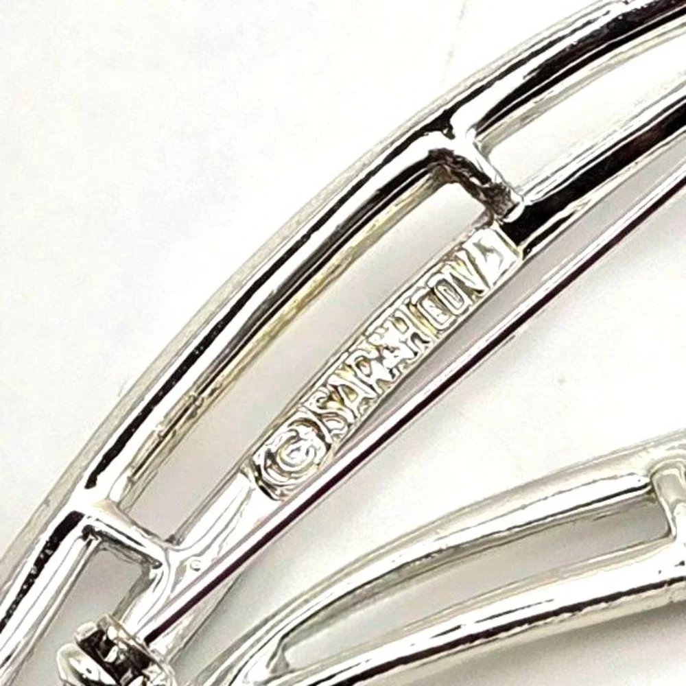 Vintage Sarah Coventry‎ Silver Tone Looped Brooch Abstract Leaf Pin